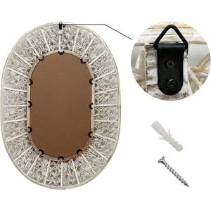 PARISLOFT Boho Bamboo Frame <b>Mirror</b>, Coastal <b>Mirror</b> with Rattan Detail, <b>Decorative</b> <b>Mirror</b> for Living Room, Bedroom, Entryway, 24. - Product Image 4