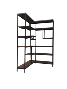 <span class=keywords><strong>Étagère</strong></span> de bibliothèque rétro en forme de L pour la maison, bibliothèque longue en <span class=keywords><strong>métal</strong></span> courbé et en <span class=keywords><strong>bois</strong></span>, bibliothèque de style industriel - Product Image 3