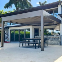 Pergola motorisée imperméable pour la construction de villas, auvent de toit, panneaux à lamelles, gazebo, pergola bioclimatique à lamelles en aluminium