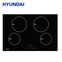 Table de cuisson à induction électrique HYUNDAI 77CM, 4 zones, 7200W, encastrable, en céramique, avec deux anneaux de 210mm, 4 fonctions de surchauffe, pour usage domestique
