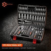 Kit d'outils de mécanicien B&T 171 pièces avec clé à cliquet et douilles, coffret en plastique, OEM ODM, fourniture directe d'usine