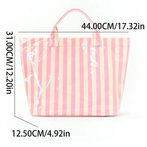 Bolsa de Mano a Rayas de TPU para Mujer, con Cierre Magnético, Impermeable, de Gran Capacidad, para Compras y Playa - Product Image 4
