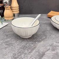 2025 Grand Ensemble de Bols en Céramique de Porcelaine Blanche de 4.5/6/8 Pouces pour la Restauration en Gros, Idéal pour Fruits, Riz, Desserts, Soupes et Ramen