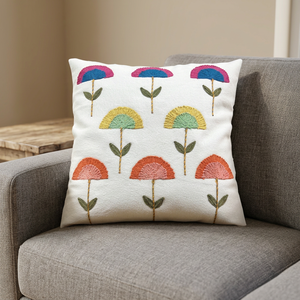 Funda de Cojín Cuadrada de Lino y Algodón, Estilo Nórdico, Diseño de Flores Bordadas Coloridas, Funda de Almohada Decorativa - Product Image 3