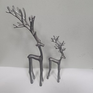 Alloy Deer Figurine Set Desktop <b>Ornament</b> Garden Decoration Cast Iron Decorative Animal Statues Home Decor Gray Blue Color - Product Image 2