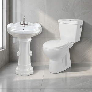 Ensemble Offre Spéciale de toilette en céramique deux pièces au sol et lavabo sur pied Combo-Sanitaire de salle de bain - Product Image 6