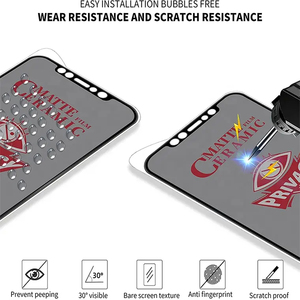 Film de protection d'écran en céramique anti-espion à prix d'usine pour <span class=keywords><strong>iPhone</strong></span> 17 16 15 14 13 <span class=keywords><strong>12</strong></span> 11 <span class=keywords><strong>Pro</strong></span> Max X – Verre <span class=keywords><strong>incassable</strong></span> - Product Image 4