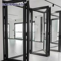 ROGENILAN USA Portes pliantes en verre double couche en aluminium pour extérieur, insonorisées, pour patio