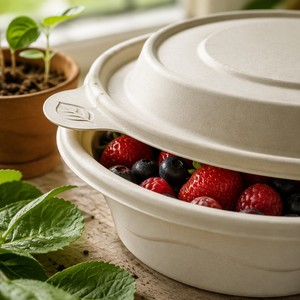 Conteneur alimentaire jetable en amidon de maïs respectueux de l'environnement avec couvercle, boîte à repas compostable pour la restauration, vente en gros - Product Image 2