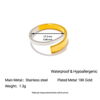 Glatt Polierter Zweifarbiger Überlappender Ring, Wasserdichter Hypoallergener 18K Vergoldeter Alltags-Mode-Ring aus Edelstahl