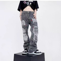 Jeans en denim pour hommes, coupe slim, avec détails sur le bord, pour la retraite, vente en gros