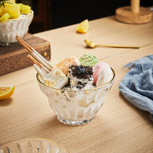 Cangkir kaca kristal timbul transparan, mangkuk hidangan penutup, indah rumah kreatif bergaris es krim - Product Image 5