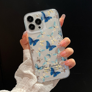 Custodia per iPhone 17 Pro con Farfalla Sfumata Francese, <span class=keywords><strong>Cover</strong></span> <span class=keywords><strong>Trasparente</strong></span> a Tema Spaziale, Resistente agli Urti per <span class=keywords><strong>Apple</strong></span> 16 - Product Image 3