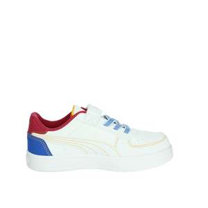 Zapatillas Puma para Niños, Blancas con Rayas Azules y Amarillas, Cierre de Velcro, Lona, Modernas - Product Image 4