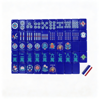 Ensemble de Mahjong Américain de Luxe en Acrylique Bleu Profond, 160 Tuiles, Motif Vacances Côtier, Jeu de Table pour Divertissement Festif