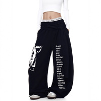 Pantalon de survêtement mi-long décontracté pour homme, style rétro urbain, avec imprimé lettres, à lacets, coupe superposée, coupe courbée, léger, pour printemps automne, coupe ample et jambe large