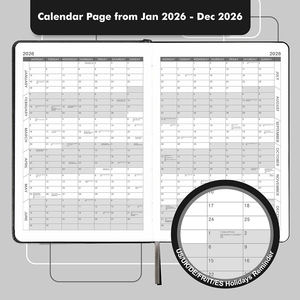 Agenda mi-année 26-27 avec sangle, carnet anglais simplifié personnalisé, logo personnalisé - Product Image 6
