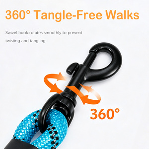 Vente directe d'usine, laisse pour chien réfléchissante durable de 1,2 à 3 m avec poignée antidérapante en éponge, matériau de <span class=keywords><strong>corde</strong></span> d'escalade - Product Image 6