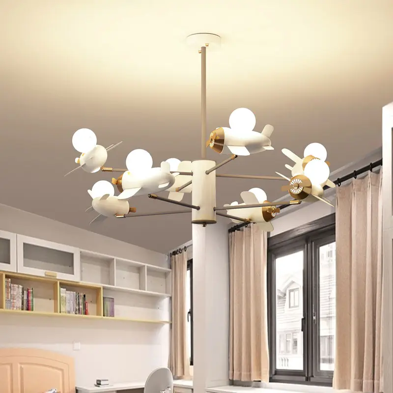 Lustre led para quarto infantil, lâmpada noturna para teto infantil, lâmpada para quarto infantil, avião