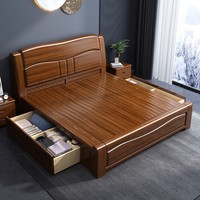 Lit très grand moderne minimaliste en bois massif de style chinois, noyer Meubles de chambre à coucher au design traditionnel Lit double