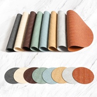 Set de table rond en cuir résistant à la chaleur, dessus de table texturé en PU pour la maison, l'hôtel et la salle à manger