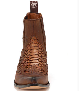 Men's Genuine Leather Ankle <b>Boots</b> Pointed Toe Slip-On Animal Print <b>Boots</b> Anti-Slippery Rubber Outsole All Seasons Wholesale - Product Image 2