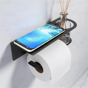 Zinc Alloy Toilet Paper Towel Rack Wall-Mounted Bathroom <b>Storage</b> with Self-Adhesive 35cm Length for Hotel Use - Product Image 1