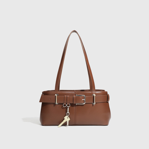 New Fashion Lady Retro PU Leather Shoulder <b>Bag</b> with Long Handle <b>Zip</b> Closure Single Strap Custom Logo Option - Product Image 6