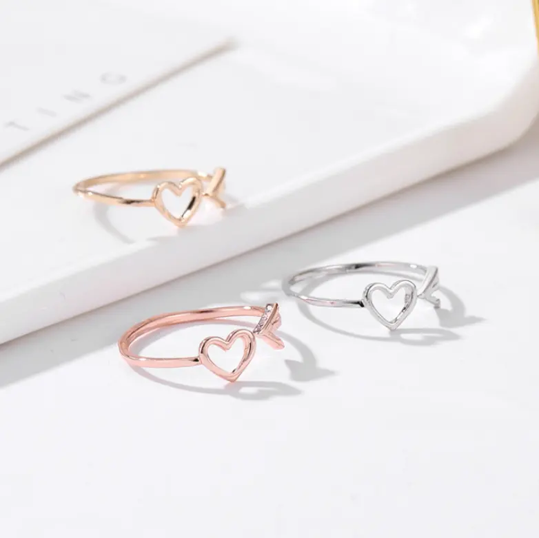 Customer Design Charme Holle Hart En Laat Vorm Ring Voor Unisex