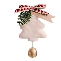 Ornement de Noël en peluche avec clochette et nœud, pendentif à suspendre en forme d'aiguille de pin pour rétroviseur de voiture, décoration de Noël, cadeau