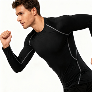 T-shirt de course à pied pour hommes cyclisme Jogging Fitness séchage rapide serré coupe ajustée exercice en plein air entraînement de gymnastique hauts actifs pour hommes - Product Image 4