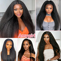 Extensions de cheveux à clipser Kinky Straight 100% Remy Indien Humain Super Double Drawn Machine Double Weft Sans perte de cheveux pour femmes noires