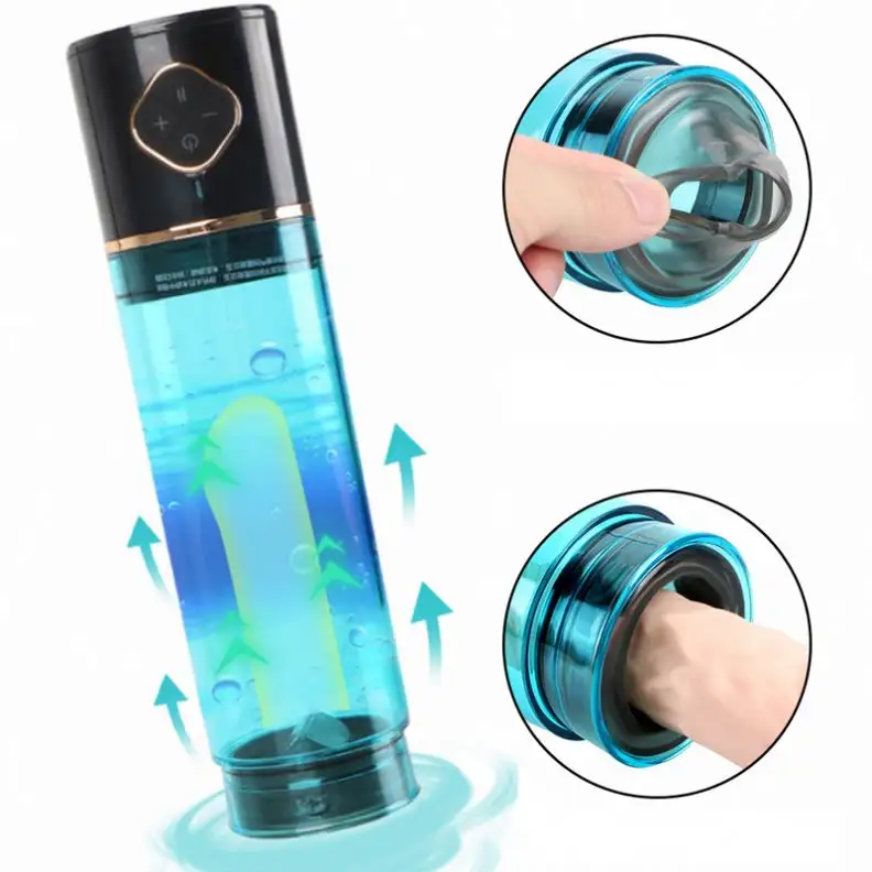 남성용 제품에 대한 최신 인기있는 남성 페니스 확대 젤 장치 물 페니스 펌프 진동기