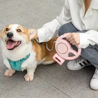 2024 Laisse de chien rétractable avec logo personnalisé Flash LED lumineux Laisse de chien automatique et durable avec support de sac à crottes