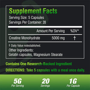 Cápsulas de Monohidrato de Creatina 100% Pura OEM/ODM para el Desarrollo Muscular, Apoyo al Rendimiento en Entrenamientos, Uso en Adultos, Personalizable y de Marca Privada - Product Image 6