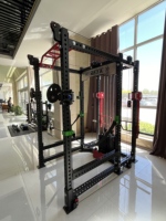 Cage de musculation multifonctionnelle avec machine Smith, rack à squats, pile de poids de 75 kg, bras en acier, équipement de fitness pour la musculation de la poitrine