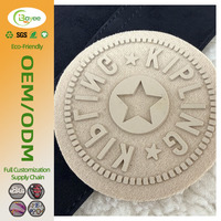 Patchs en caoutchouc micro-injectés 3D circulaires résistants au lavage, avec lettrage étoilé en relief, à dos en tissu, pour sweats à capuche, vestes et sacs