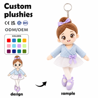 Porte-clés en peluche personnalisé OEM Danseuse de ballet, breloque poupée douce, couleurs personnalisées pour souvenirs de studio de danse