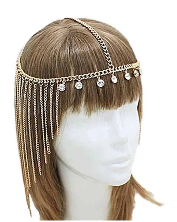Fancy Long Fringe Head Chain Fashion Silver Plated Hair Accessory for Women Winter Wedding Jewelry