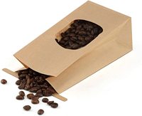 Sac en papier kraft brun et blanc personnalisé SZCX, résistant à la graisse, avec fenêtre et lien métallique pour l'emballage alimentaire