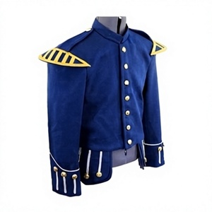 Veste doublette d'hiver bleue style écossais, faite main, tunique formelle, uniforme de fanfare pour homme, vêtement d'extérieur, 100% laine imperméable - Product Image 3