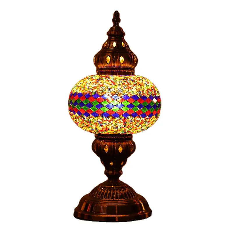 Turkish Mosaic Table Lamp Handcrafted Stained Glass Egg Shape Decorative Traditional Desk Side Lighting Fixture