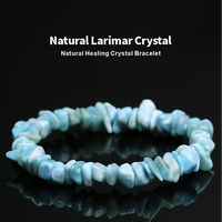 Bracelet en Cristal Naturel de Guérison, Bracelet en Larimar Naturel avec des Veines Ondulées Uniques, Vente en Gros Directe Usine