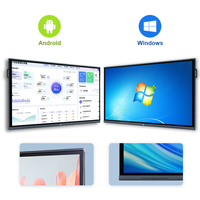 Tableau interactif intelligent 4K LCD de 75 pouces avec écran tactile, système Android 15 / Windows, pour l'école, l'étude, les enseignants, les conférences et les réunions en intérieur