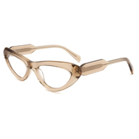 Montures optiques œil-de-chat noires brillantes de luxe en acétate épais, prêtes pour verres correcteurs, logo personnalisé OEM ODM