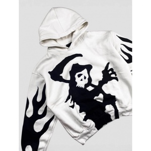OEM Custom Hip Hop Culture Grim Reaper & Flame Graphic Streetwear Personalized Casual Hoodie and Sweatshirt - Product Image 2