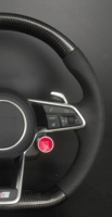 Volant en cuir et fibre de carbone avec bouton de démarrage rouge pour Audi A3/A4/B9/A5/A6/C8/A7/A8/Q3/Q5/Q7/R8/RS6/RS3 (RS Line)