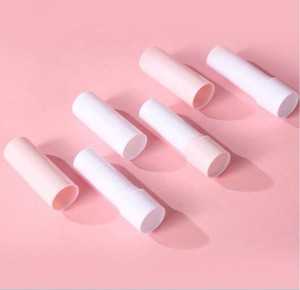 In Stock 4.5g Pink White Lip Balm <b>Tube</b> <b>Plastic</b> Lipstick Container White Smooth Cylinder Lip Gloss Container - Product Image 1