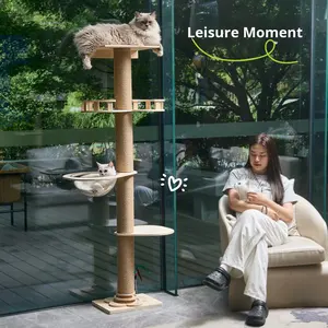 Stile moderno in legno massello grande gatto albero Sisal Scratching Board e letto integrato struttura per arrampicata e cartone giocattolo - Product Image 4