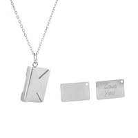 Colliers médaillons ouvrables en acier inoxydable plaqué or, design mignon d'enveloppe pour couple avec emplacements pour messages d'amour, cadeaux de bijoux romantiques